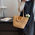 Miniatyrbild 6 av 6: Bomullsstrandväska Vävd Väska Handväska Kvinnors Vävd Tote Väska Sommarstrand Tote för Resor