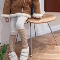 Miniatyrbillede 5 af 7: Babys ekstra tykke varme fleecebukser babys efterår og vinter plys splejsning leggings (Abrikos)