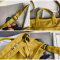 Miniatyrbilde 3 av 6: Solidfarget crossbody-veske i canvas for jenter. En skulderveske i canvas, bærbar studentveske