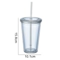 Miniatyrbild 2 av 5: Dubbelväggig Tumlare med Sugrör, Plasttumlare, Återanvändbara Iskaffe Tumlare, Transparenta Tumlare