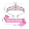 Miniatyrbilde 2 av 5: Sash & Krystall Tiara Kit - Bursdagskroner for Kvinner Sash Bursdagsdekorasjoner Sett Rhinestone Hodebånd