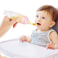 Miniatyrbillede 3 af 8: 2 stk Silikon Babymad Feeder, Klem Grød Flaske med Dispenser Ske, Sugeskål Design