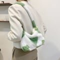 Miniatyrbild 4 av 7: Axelväska Baguetteväskor Bottega Jodie Bag dupes Plysch Underarmväska, Damig Fluffig Axelväska, Kvinnor Y2K Pälsväska Fluffig Handväska för Hösten