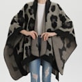 Miniatyrbillede 3 af 5: 1 Efterårs/vinter leopard print kappe tørklæde imitation cashmere split kappe tørklæde