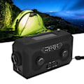 Miniatyrbillede 1 af 8: Håndsvinget Nødvejrradio AM/FM Skift Batteriindikator Lommelygte Solenergi Powerbank til Udendørs Camping Sort EU-version