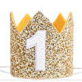 Miniatyrbillede 1 af 5: Glitterkrone til 1 års fødselsdag, 1 års fødselsdagshue