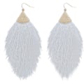 Miniatyrbilde 1 av 7: Bohemske Silke Tråd Fan Frynser Tassel Statement Ørepynt - Lett Strand Fjær Form Henger for Kvinner Jenter