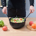 Miniatyrbild 7 av 8: Salladskål i bambufiber med serveringsset - Stor 9,8 tum blandningsskålar Massiv bambusallad Träsål med bambulock Sked för frukt, sallader och