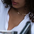 Miniatyrbild 3 av 5: Guld Initial Halsband för Kvinnor Flickor, 14K Guldpläterad Fin Lager Papper Klipp Länk Halsband Personlig Mynt Initial Lager Guld