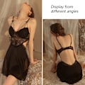 Miniatyrbilde 4 av 7: Sexy Kvinner Lace Perspektiv Seductive Pyjamas, Ryggløs Suspenders, Hjemmekles Sleepwear Justerbar stropp