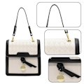 Miniatyrbillede 3 af 6: Fritids rhombisk håndtaske mode kontrastfarve en-skulder lille taske PU læder crossbody taske