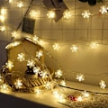Miniatyrbild 5 av 7: Julbelysning, snöflinga ljusslingor 19,6 fot 40 LED Fairy Lights Batteridriven Vattentät för jul Trädgård Uteplats Sovrum Party Inredning inomhus