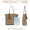 Miniatyrbillede 6 af 6: Kvinders Stro Shoulder Bag Tote Sommer Strand Vævet Håndlavet Vævet Håndtaske