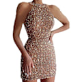 Miniatyrbillede 1 af 5: Kvindecocktailærmeløs rygløs sequin aftenfest formel kjole elegant sexet off shoulder
