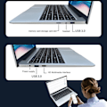 Miniatyrbild 6 av 8: 14,1 tums FHD Laptop Ultra Slim 8GB DDR4 RAM för Intel Celeron J4105 Processor Laptop PC för Windows 10 11 100‑240V 256GB EU-kontakt