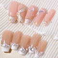 Miniatyrbillede 5 af 5: 1200 stk Hvide Neglecharms Flatback Mån/Oval Former 3D Neglecharms Material Pynt
