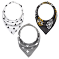 Miniatyrbilde 1 av 5: 3-pak Baby Bandana-Smekke for Jenter og Gutter med Justerbare Knapper, Organisk Bomull Myk og Absorberende