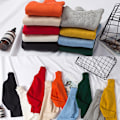 Miniatyrbillede 5 af 5: Børneturtleneck Langærmet Trøje Basic Solid Fint Strikket Varmt Sweatshirt