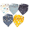 Miniatyrbild 1 av 5: Organiska Bomullsbandana-Snuttefilt i Pastellfärger, 5-pack, Ensamma Färger för Pojkar och Flickor