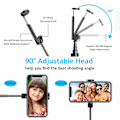 Miniatyrbild 6 av 8: Selfie Stick-stativ, allt-i-ett utdragbar Bluetooth Selfie Stick med trådlös fjärravtryckare för iPhone Xs/Xs Max/XR/X/8, Galaxy S10/9/8/Note,