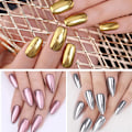 Miniatyrbild 3 av 5: Nagelpulver metall spegeleffekt holografisk aurora kameleont pigment, nagelkonst gel fast magiskt spegelpulver