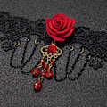 Miniatyrbillede 4 af 6: Sort Blonderhalskæde og Øreringe Sæt - Gothic Lolita Vedhæng Choker Tøjtilbehør til Bryllup Fødselsdag Jul