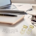 Miniatyrbild 7 av 8: 100 st Mini Bindningsklämmor Blomma Form Stark Klämkraft Metall Lång Svans Klämmor Kontorsmaterial Guld