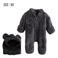 Miniatyrbillede 2 af 6: Baby vinterforstærket pelset onesie Varmt wrap fod lang krybende dragt (grå)