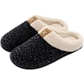 Miniatyrbillede 1 af 5: Herre Hyggelige Hjemmesko med Memory Foam og Blødt Plys-lignende Uldfor, Slip-on Træsko Hjemmesko med Skridsikker Gummisål Schwarz M
