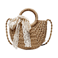 Miniatyrbild 1 av 5: Vävd Vicker Clutch Väska Straw Handväska För Flickor Sommar Strand Axelremsväska