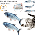 Miniatyrbild 1 av 4: Leksaksuppsättning för fisk katt, simulerad fiskform docka interaktiva husdjur kudde tuggleksaker tugga bit sparka tillbehör realistiskt utseende katt kicker fiskleksak för katt