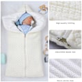 Miniatyrbillede 7 af 8: 1 stk Baby Swaddle Tæppe Fleeceforet Bærbar Spædbarn Strikket Barnevogn Nap Wrap Plus Bomuld, Nyfødt Tyk Blød Varmt Sovesæk