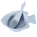Miniatyrbilde 2 av 2: Holdbar baby/barn/barnehage hvetehalm fiskformet skål med skje (blå)