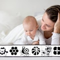 Miniatyrbild 4 av 5: Sängdukbok spjälsängsomslag baby kan tugga tygbok