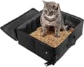 Portable Foldable Travel Cat Litter Box Waterproof Odorless for Car Hotel Use Black