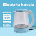 Miniatyrbillede 8 af 8: 1800W Elektrisk Vandkoger 2L Varmt Vandkoger Bred Åbning Glas Tekoger Automatisk Afbrydelse Kogtør Beskyttelse EU Stik 220V Blå