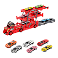 Pikkukuva 2 / 2: Autonkuljetusrekka Leikkiautot Mega Hauler -rekka 6 Mini-autolla Kolmikerroksinen Taittuva Ajoneuvosetti Lapsille Pojille Tytöille