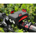 Miniatyrbillede 4 af 6: Cykellys mobilholder, 4-i-1 cykel mobilholder, LED cykelforlygte, USB oplader med horn, vandtæt til 4-6,3 tommer smartphones