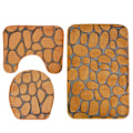 Miniatyrbilde 2 av 2: 3-delt sett 3D Cobblestone trykte støvtette vannabsorberende baderomsteppe (Beige)