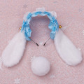 Miniatyrbilde 5 av 5: Plush Fluffy Bunny Ears Hodeplagg med Hale Tilbehør Kanin Hodebånd Festkjole