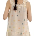 Miniatyrbild 3 av 8: Dam Pyjamas Set Ärmlös Tank Top Casual Shorts Mjölksiden Mjuk Hudvänlig 2-Delar Sommarsovkläder Hjärtmönster M