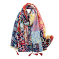 Miniatyrbillede 1 af 8: Sjal til kvinder Letvægts Blomstertrykt Sjal Efterår Vinter Mode Frynset Shawl