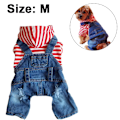 Miniatyrbild 2 av 6: Hund- och katttröjor kläder röda randiga denimkläder blå jeans overaller en-delad jacka kostymer kläder huvtröjor