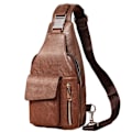 Miniatyrbillede 1 af 5: Mænds PU Læder Sling Bag Rejse Crossbody Brysttaske Stor Kapacitet Casual Vandreture Dagrygsæk Anti-tyveri Rygsæk Pung