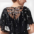Miniatyrbillede 5 af 7: Kvindesjal i 1920'er Flapper-stil, Sequins og Perler Sjal og Wraps til Aftenskjole/Fester/Bryllup/Formelle Anledninger/Aften