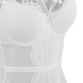 Miniatyrbillede 5 af 8: Blondering Bodystocking Blød Strækbar Dyb V Stilfuld Kvinder Enkelt Stykke Underundertøj til Bryllupsnat Bryllupsrejse Hvid 80B