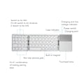 Miniatyrbild 8 av 8: Round Key Bluetooth Vikbart Tangentbord med Touchpad Universell 140mAh Trådlöst 64-tangenters Vikbart Tangentbord Silver