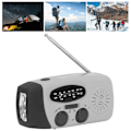 Miniatyrbild 1 av 8: Handvevad Solradio Multifunktionell Nödradio LED-radio med Ficklampa för Utomhuscamping Silvergrå Japansk