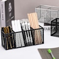 Miniatyrbillede 3 af 5: Blyantsholder, Sort Mesh Pen Organizer Opbevaringskurv, Cubicle Desk, Makeup Brush Holdere, Kontorer, 22.5*9.5*8cm