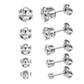 Miniatyrbillede 1 af 5: Dames 14K Guldbelagte CZ Stud Øreringe Simulerede Diamant Runde Cubic Zirconia Øre Stud Sæt (5 Par)
